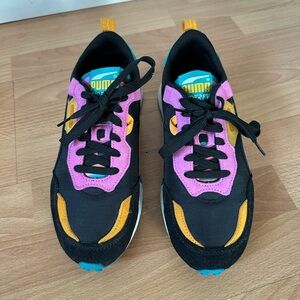 Puma Black and Pink Sneakers with Orange Highlights